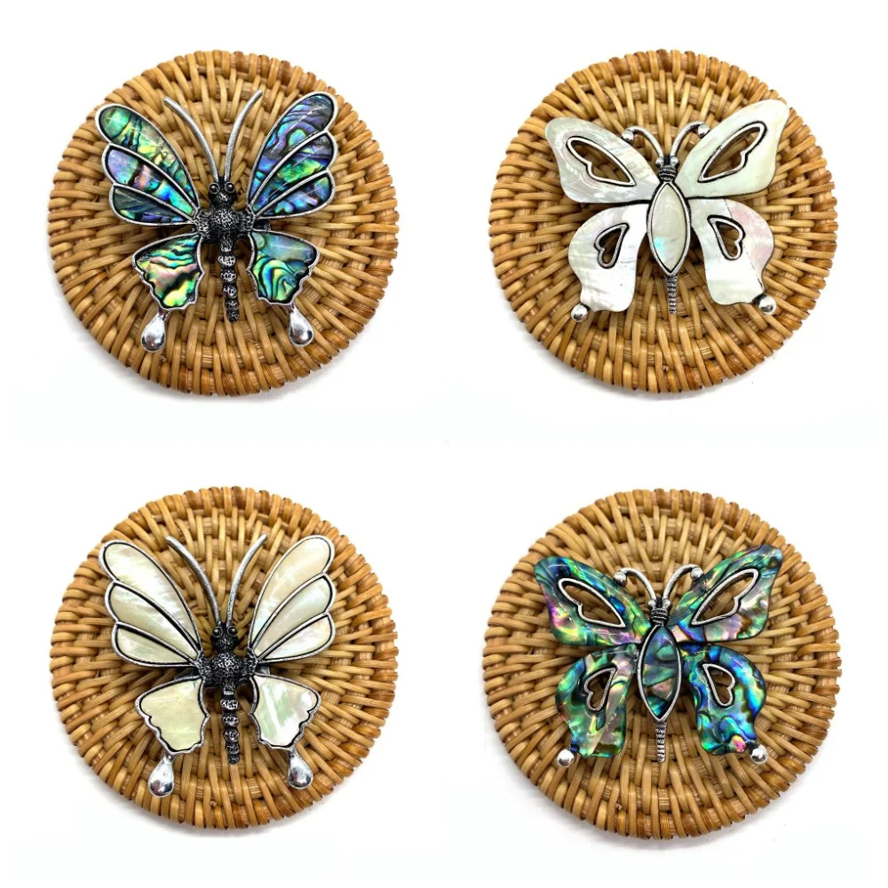 

Natural Abalone Shell Brooches Carved Exquisite Butterfly Shape Charms Accessory 1 Pc for DIY Making Women Necklace Jewelry Gift