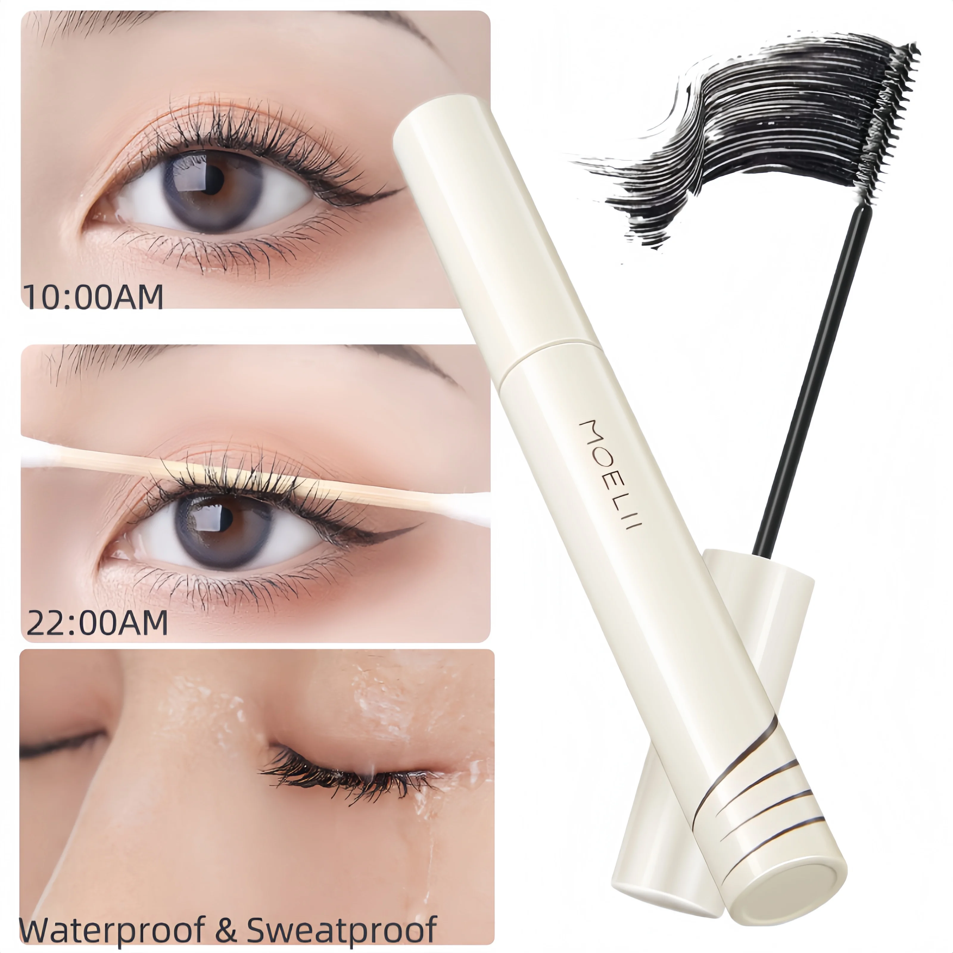 

MOELII 3D Lengthening Mascara with triangular brush for easy application, volume, length, and smudge-proof wear