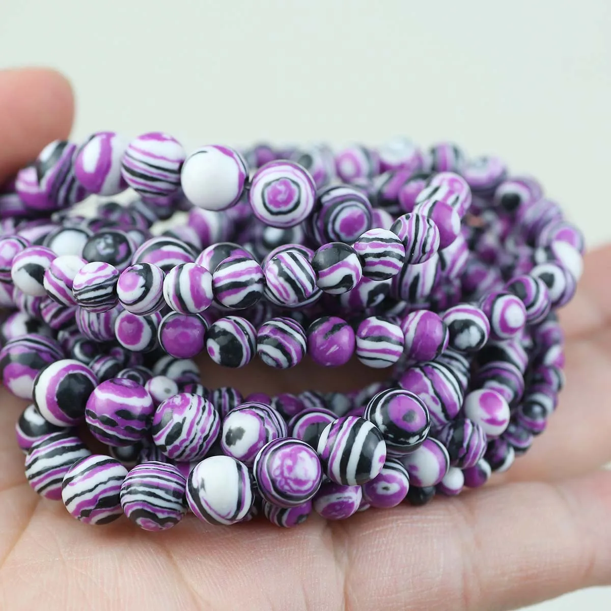 4-10mm Malachite White Purple Black Synthetic Stone Round Spacers Loose Beads For Jewelry Making DIY Charms Bracelet Accessories