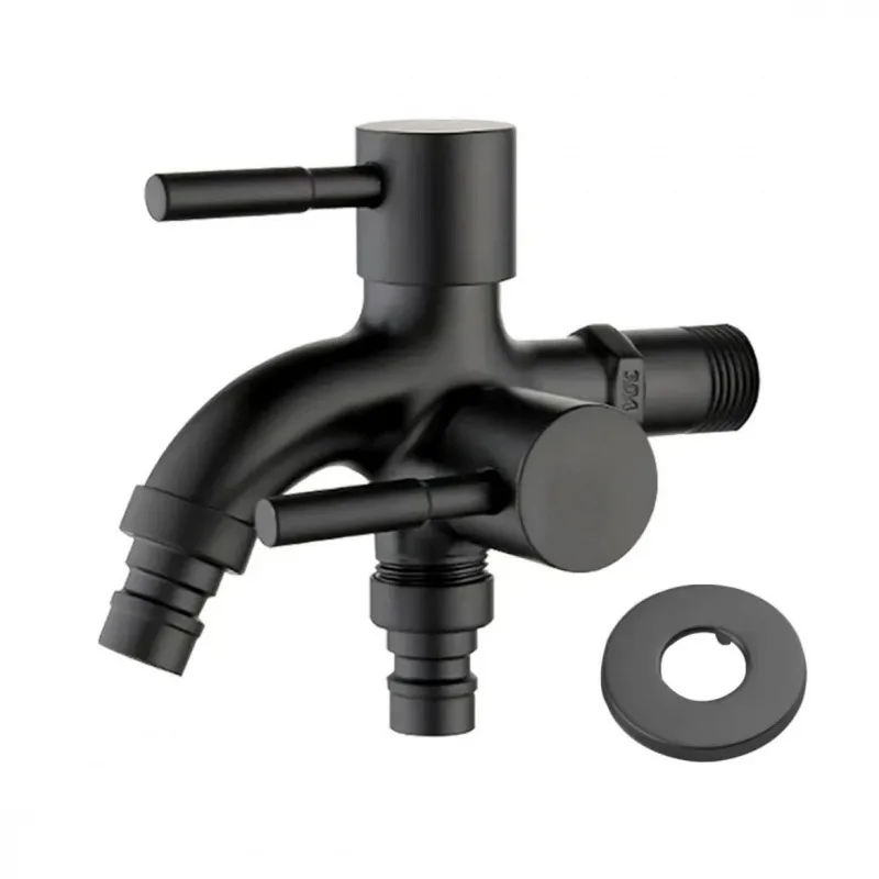 stainless steel single inlet and double outlet dual-control faucet wall-mounted washing machine / mop basin universal