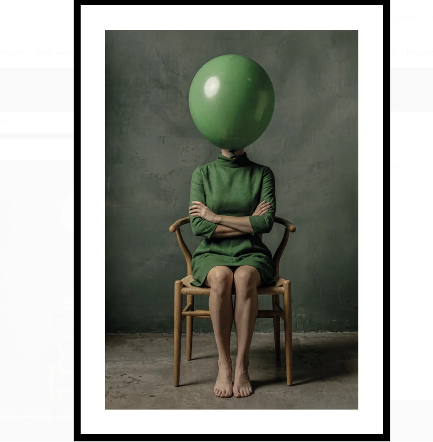Wall Art Canvas Prints Posters Decor, Surreal Green Balloon Head Figure Print, Living Room Office Bedroom Studio Wall Decor