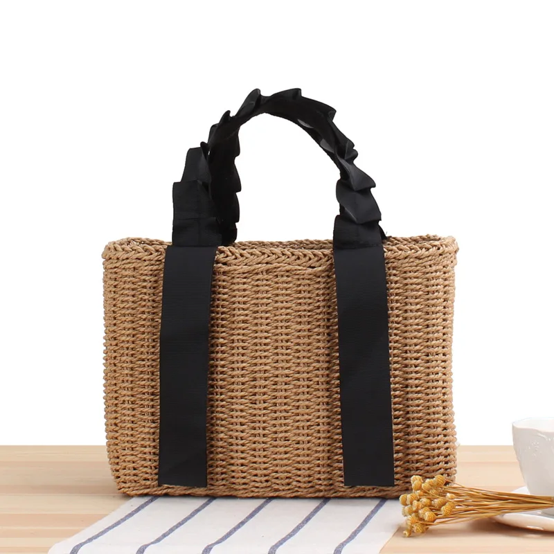 Summer Woven Straw Handbags for Women 2022 Bohemian Beach Tote Shopper Purses Boho Paper Knitting Basket Shoulder Bag Clutch New