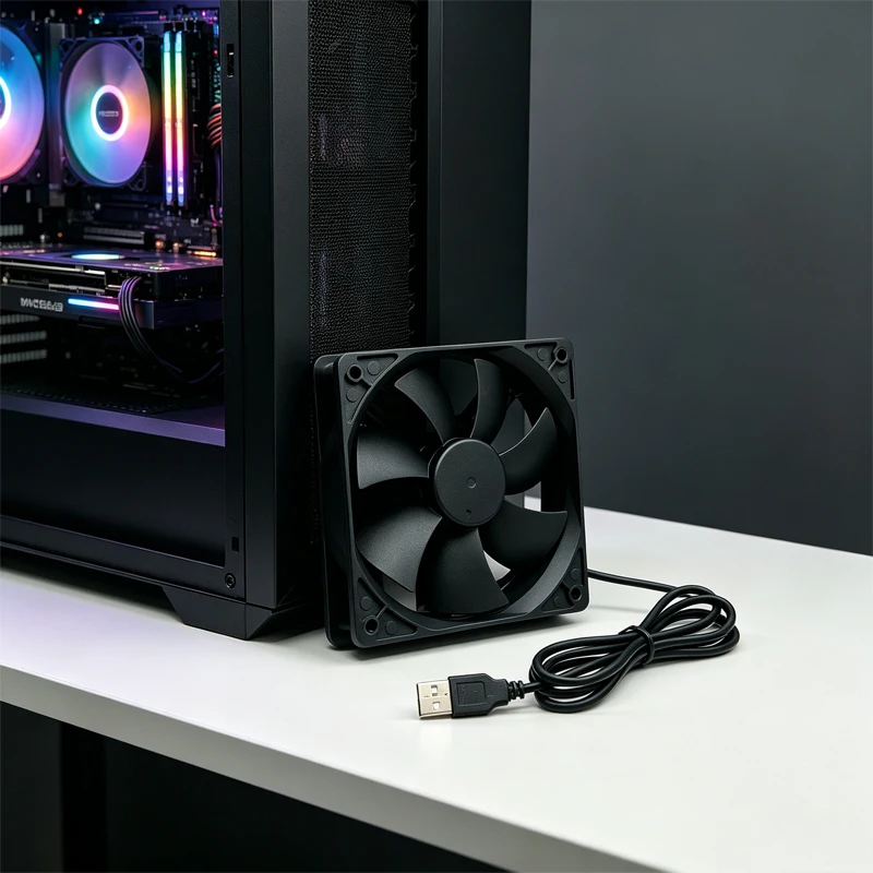 USB Cooling Fan Ultra Quiet 12cm Computer Case Small Fan 8CM Router Top Box TV Cat DIY Cooling 5V Multi-Purpose Exhaust Cooling