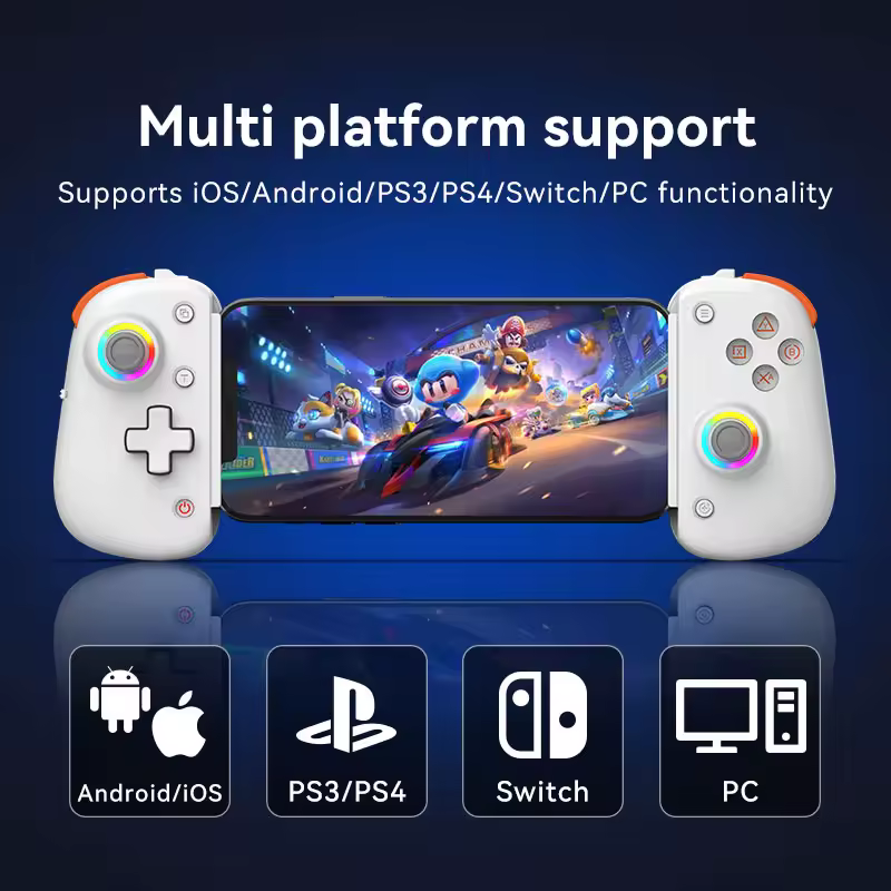 Bsp d8 pro rgb tablet controlador alça sem fio para jogo de interruptor bluetooth alongamento joystick para p3 p4 android ios gamepad