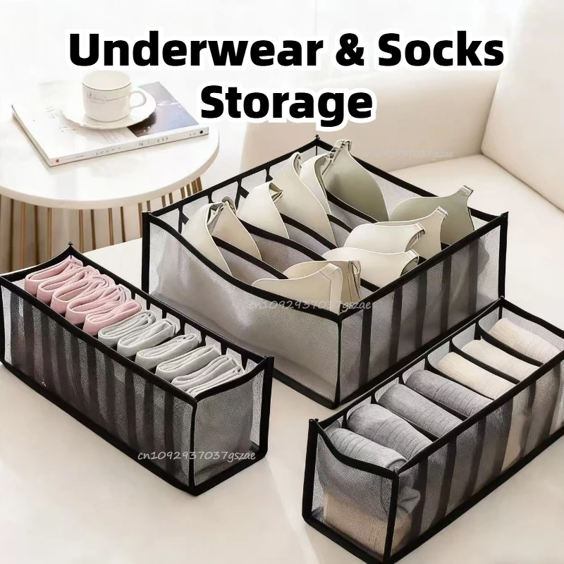 11 Compartment Home Collapsible Underwear Storage Box Nylon Organizing Dormitory Storage Socks Bra Jeans Foldable Drawer