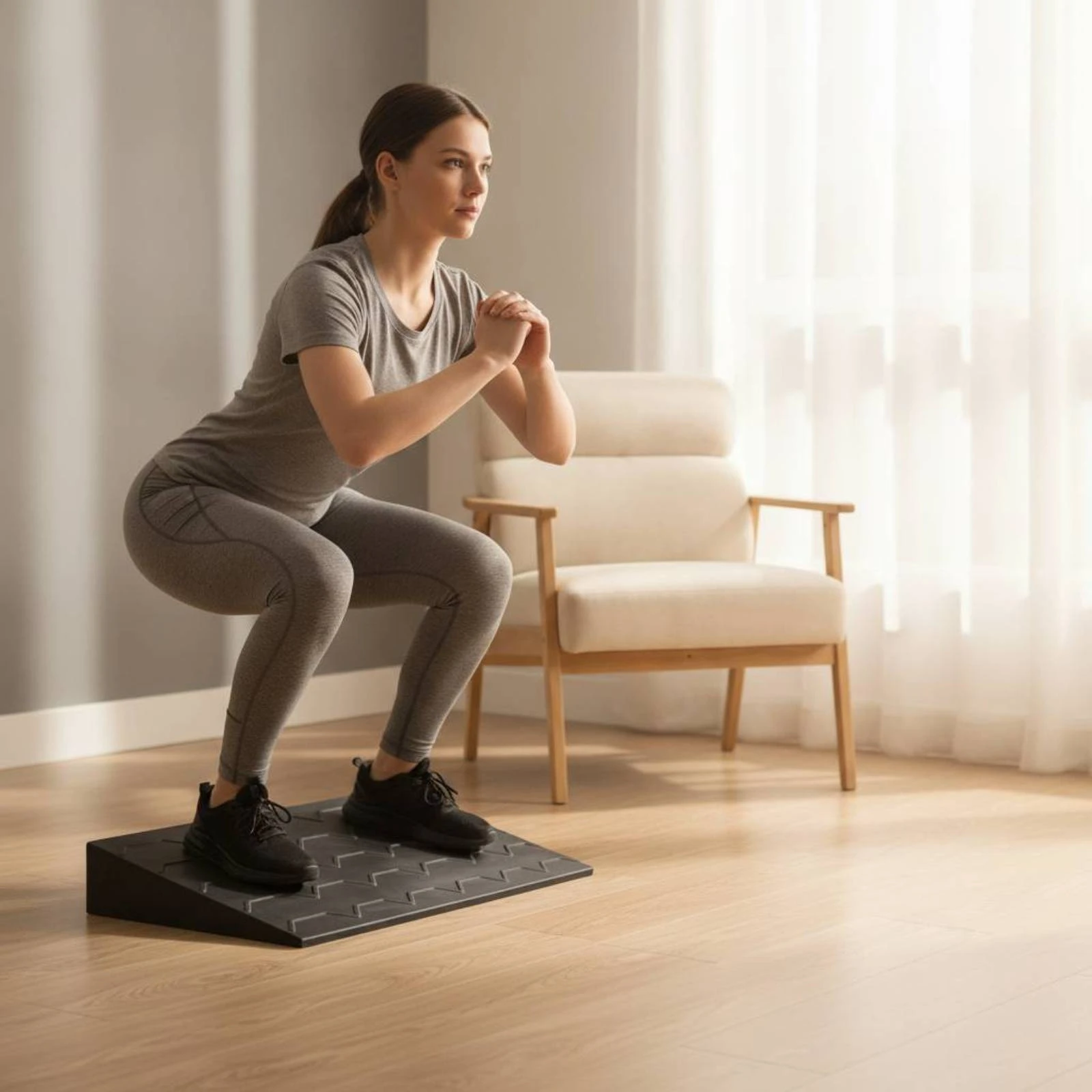 Squat Slant Board Ergonomic Slant Board with Textured Surface Pattern Heel Elevated Squat Wedge Compact Balance Block Portable