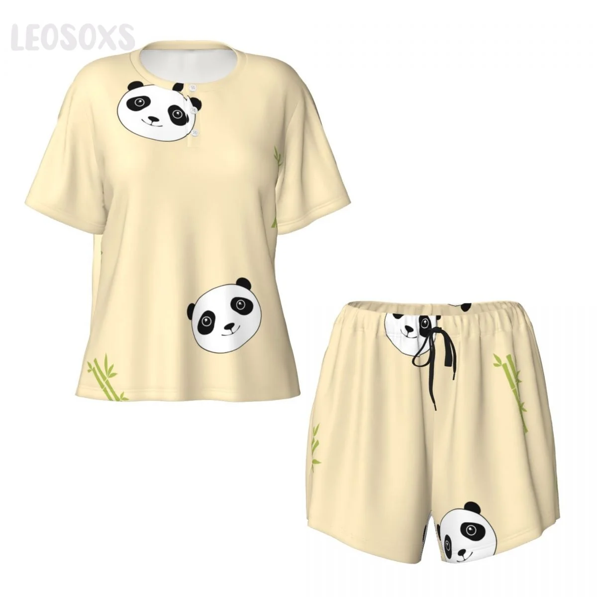 

Panda Loose Casual Summer Women Pajama Short-Sleeved Sets