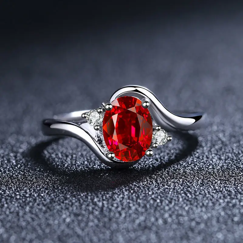 Brandneuer S925 Sterling Silber Taubenblut-Rubin-Ring, Verstellbar, Luxuriöses Verlobungsschmuck-Geschenk