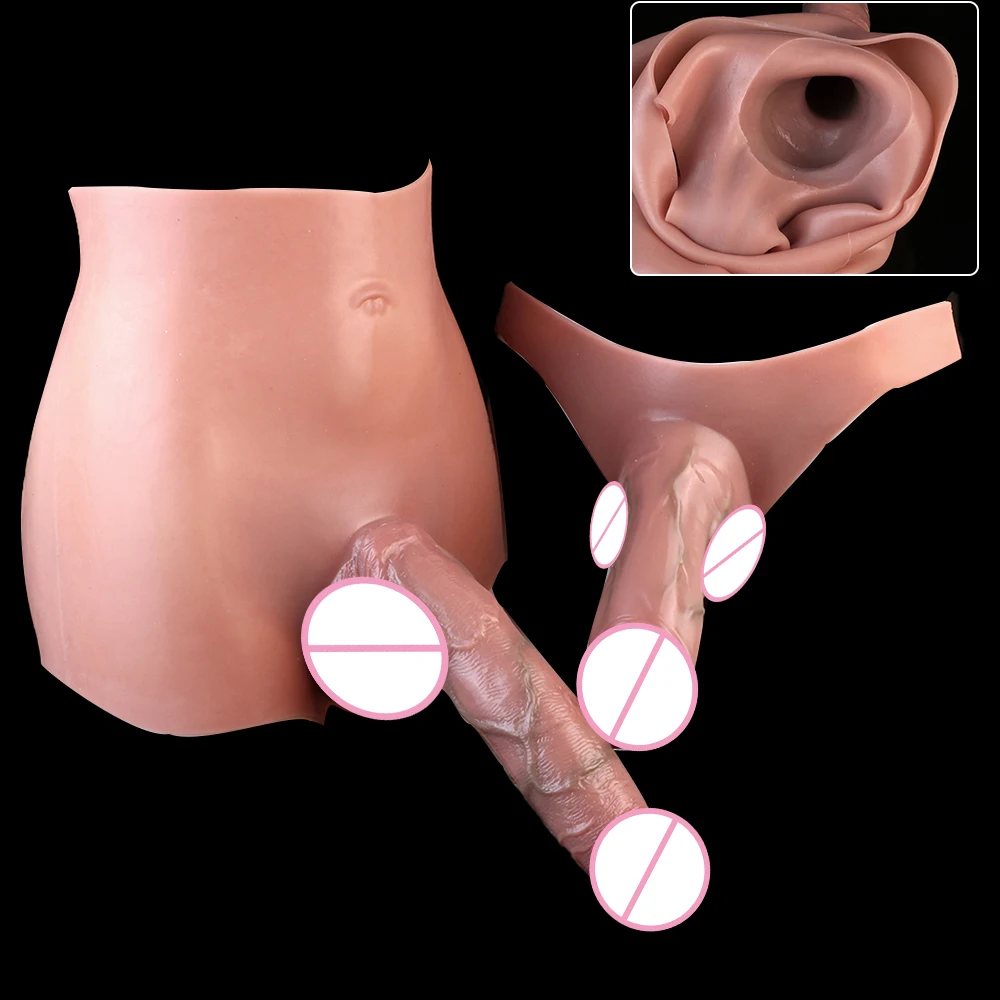 SXXY 10 Styles Large Hollow Dildo Pants Silicone Boxer Shorts&Briefs Penis Sleeve Panties For Men Cock Extender Enlargement Dela