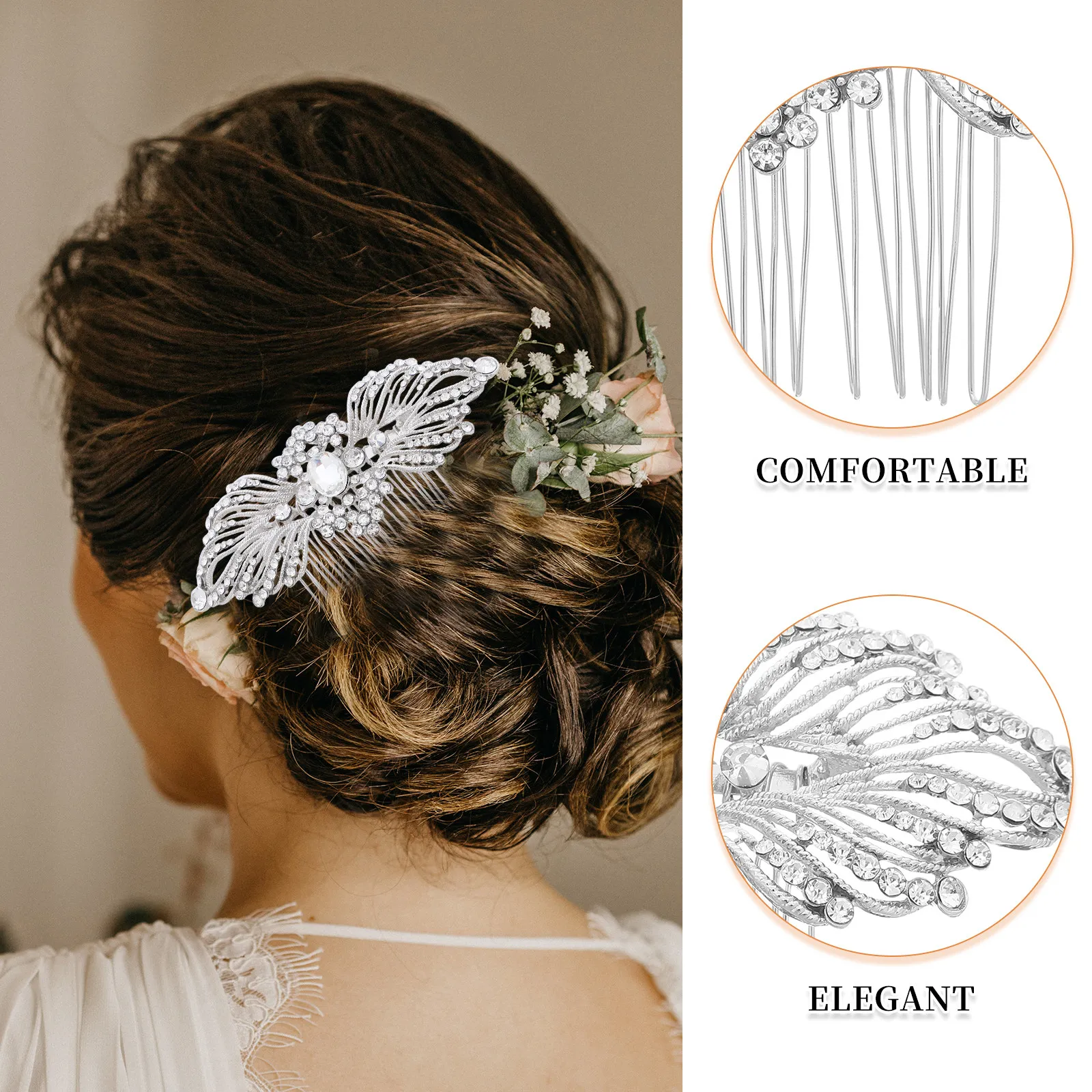 Crystal Bridal Hair Comb Rhinestones Simulated Pearls Classic Elegant Wedding Hair Accessories for Bride Side Clip