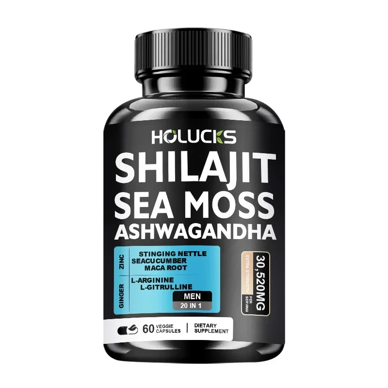 

20-in-1 Sea Moss Shilajit Ashwagandha with Black Seed Oil for Men, Ashwagandha , L-Arginine, Shilajit, Sea Moss , L-Citrulline