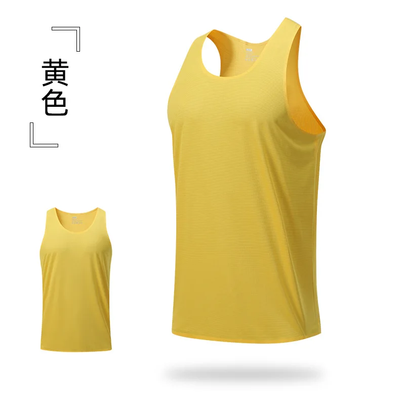 Summer Quick Dry Sports T Shirts For Men Solid Color Sleeveless Gym Muscle Tank Top Fitness Gym Tops Bodybuilding Running Tees