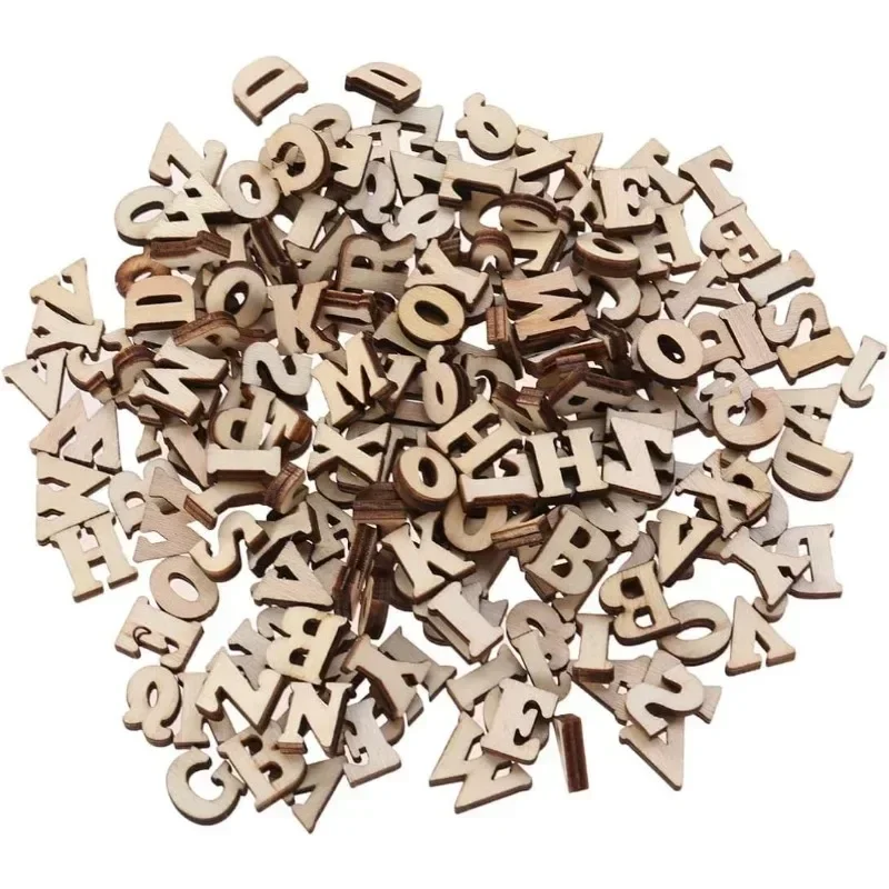 100 Uds. Letras artesanales pequeñas letras del alfabeto de madera letras de madera sin terminar piezas de madera para manualidades ortográficas educación artesanías de madera