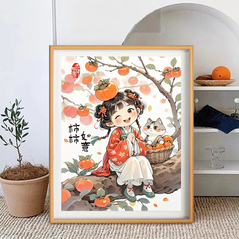 手刺繍クロスステッチキットシンプルな新しい中国風リビングルーム綿生地植物花柄高級感