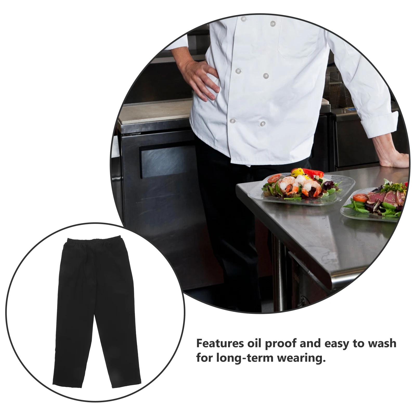 Pants Chef Men Workwear Chef Pants Pantaloni Uomo Canteen Clothes Working Loose Elastic Waist Hotel Restaurant Kitchen Pant