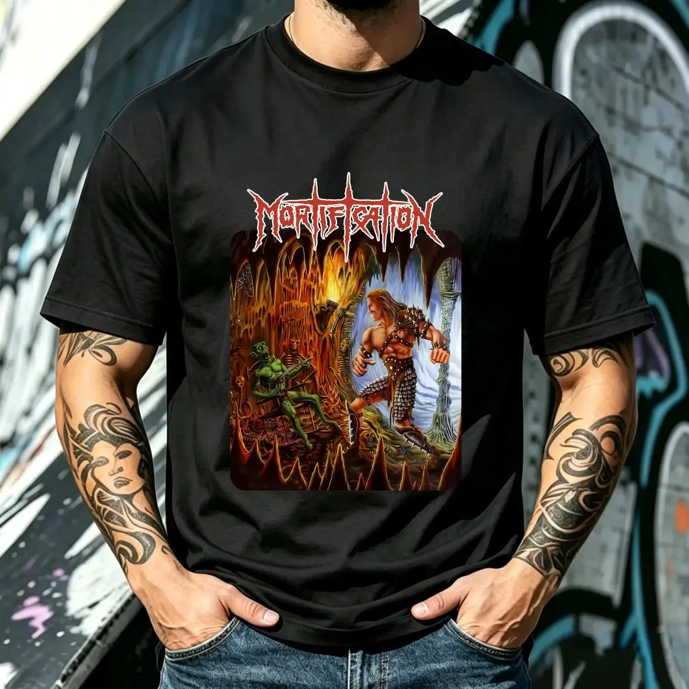 washed T Shirt Mortification Erasing the Goblin Cotton Black Men Size S to 5XL PM1912 long sleeves vintage Washed Comfortable