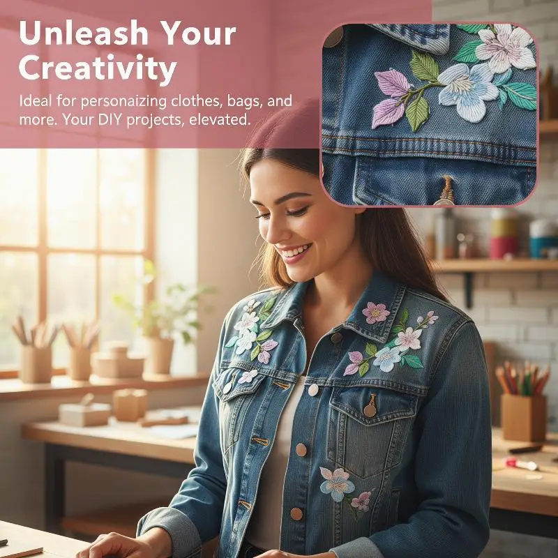 

Elegant Flower Embroidery Patch 1Pcs Iron On DIY Sewing Accessory for Clothes Bags Handmade Decoration