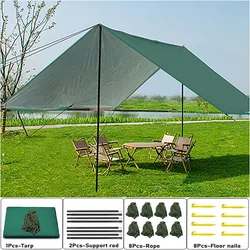 Outdoor Camping Tarp, Camping Tarpaulin Awning, Lightweight UV Resistant and PU 3000mm Waterproof Rainproof Tarpaulin Shelter