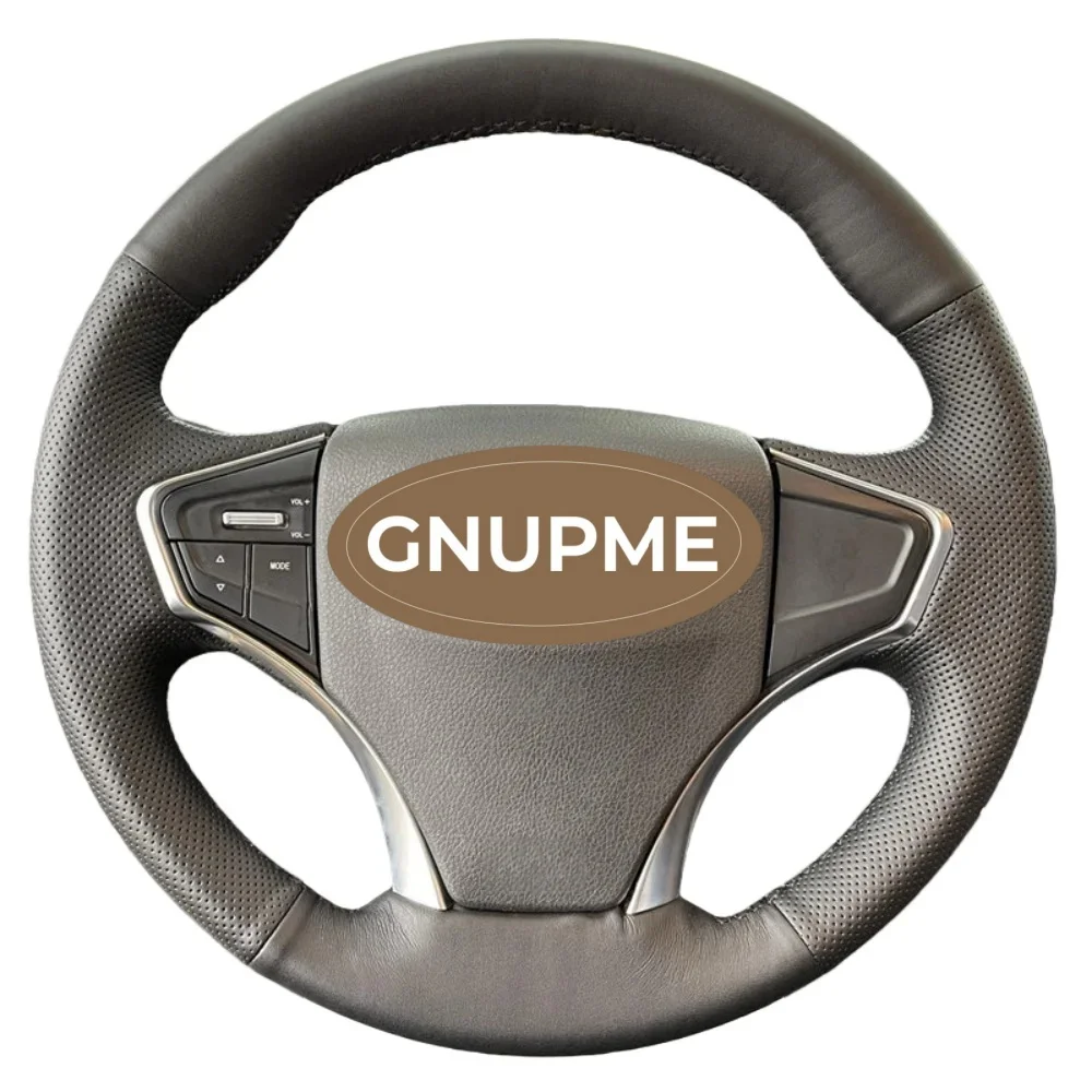 

Чехол-косичка для руля автомобиля, изготовленный на заказ, из натуральной кожи, черный, для Isuzu D-Max, MU-X 2018-2022