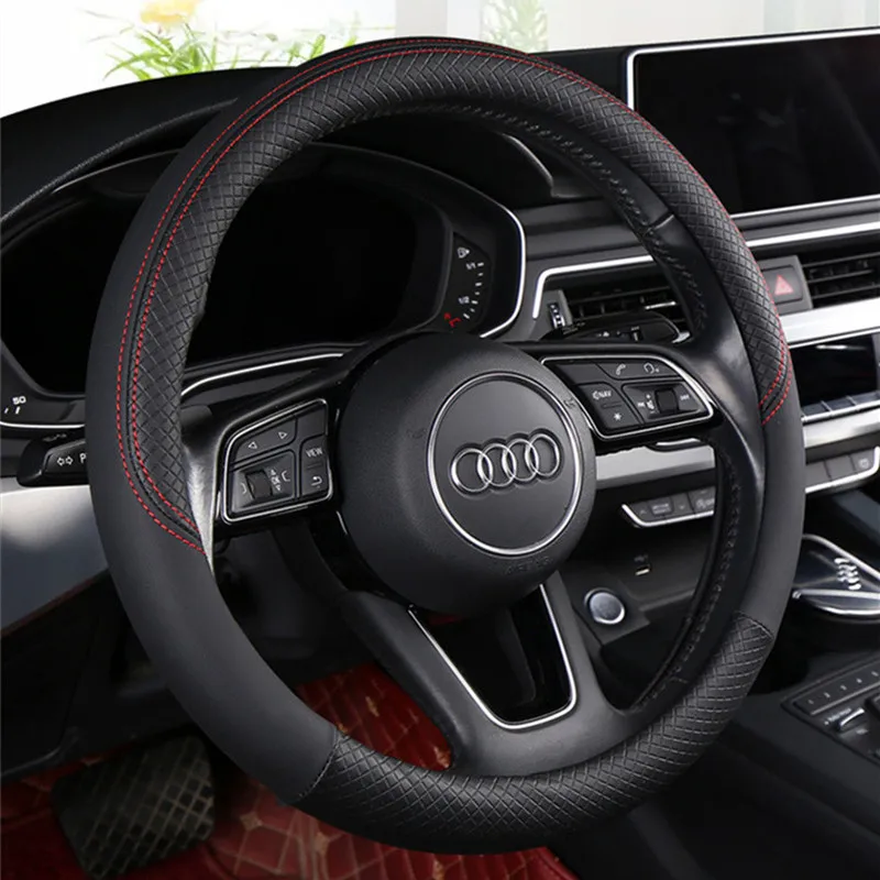 Universal Car Steering Wheel Cover For 37-38cm Steer Wheel Faux Leather Breathable Car Wheel Cover Interior Auto Accessories