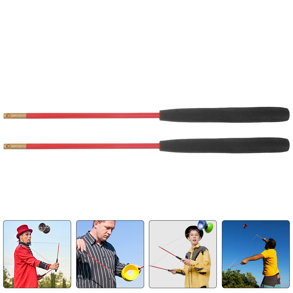 Diabolo Shaker Anti-slip Handle Solid Pole Copper Head Fiberglass Wire Hole Design (35cm Short Pole) Chinese Sticks Walking