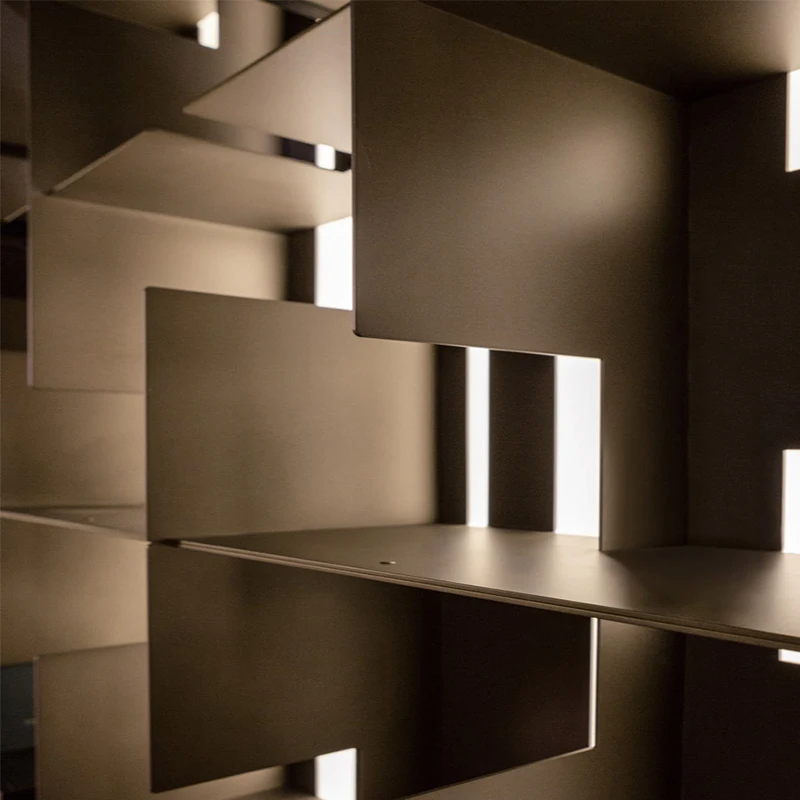 Estante Decorativa Multifuncional Personalizável de Aço Inoxidável Italiano de Alta Qualidade, Moderna e Luxuosa.