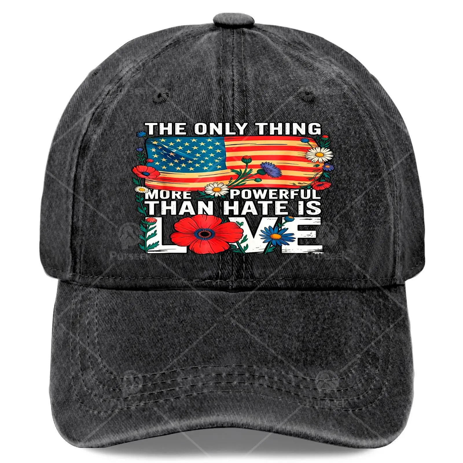 THE ONLY THING MORE POWERFUL THAN HATE IS LOVE Baseball Hat Unisex Aesthetic