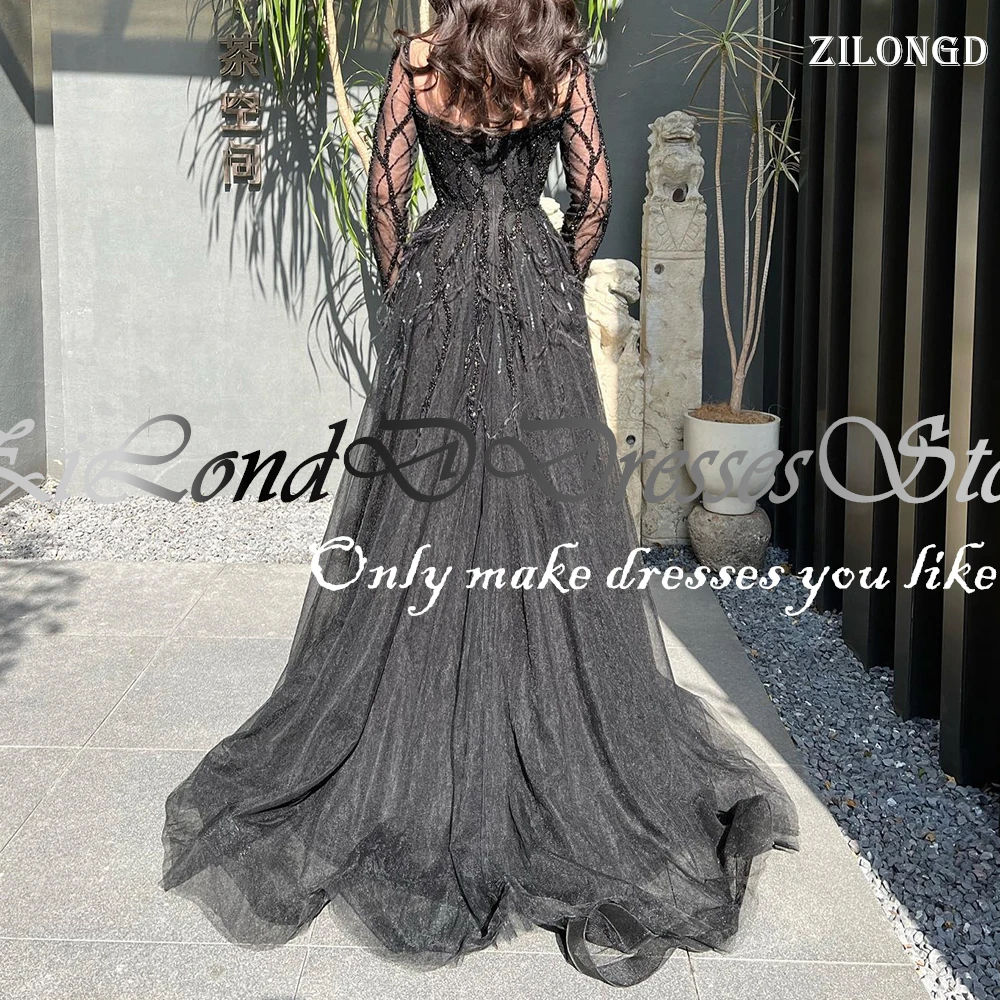 A-Line Sweetheart Side Slit Tulle Lace Beading Bespoke Occasion Gowns Elegant Luxury Evening Dress 2024 Panel Train Zipper Back