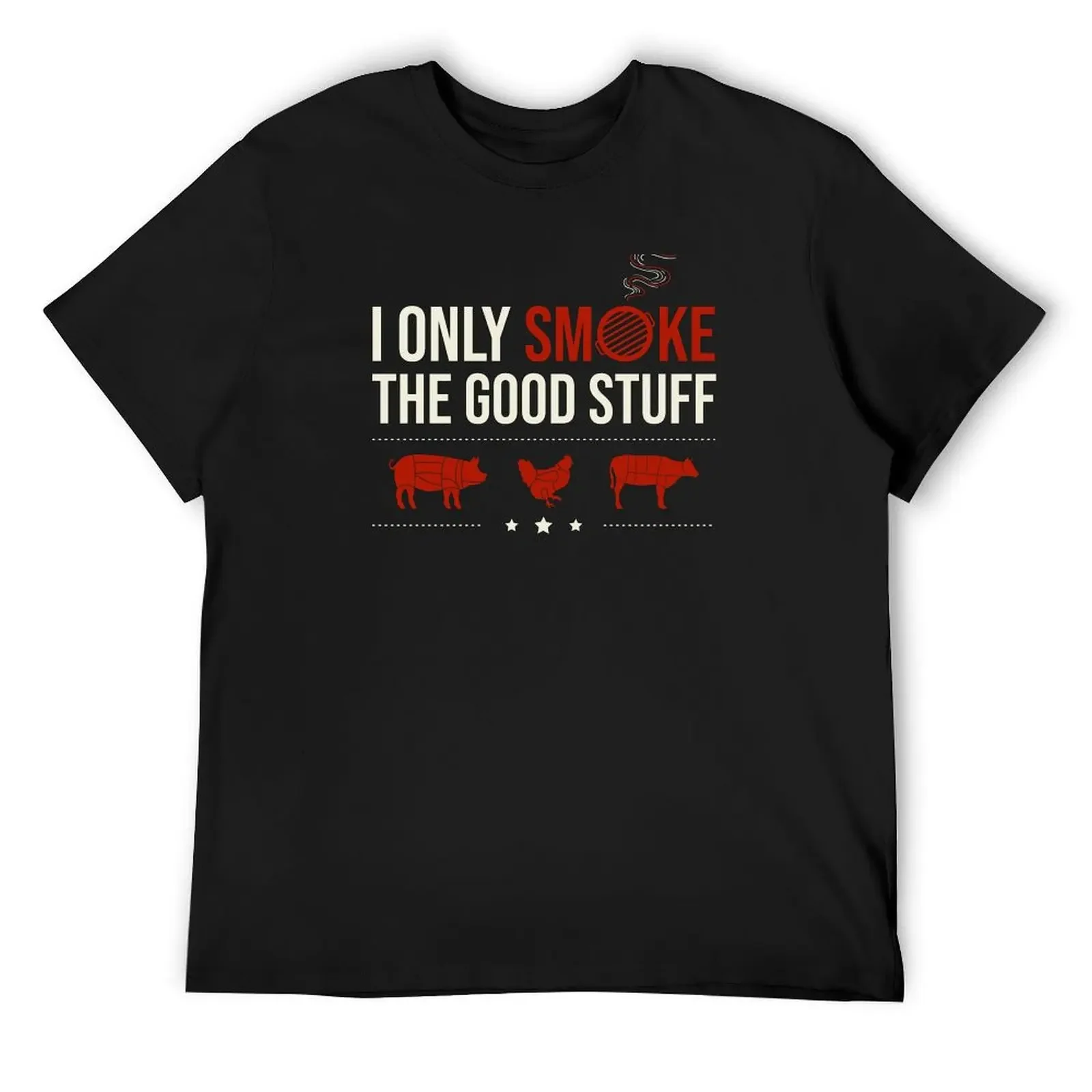 

I Only Smoke The Good Stuff meat smoking BBQ T-Shirt vintage graphic tee hippie clothes heavyweights men t shirt