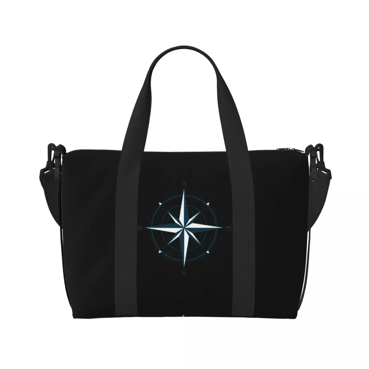 Custom Nautical Compass Beach Tote Bag for Women Anchor Boat Large Compartment Beach Gym Travel Bags