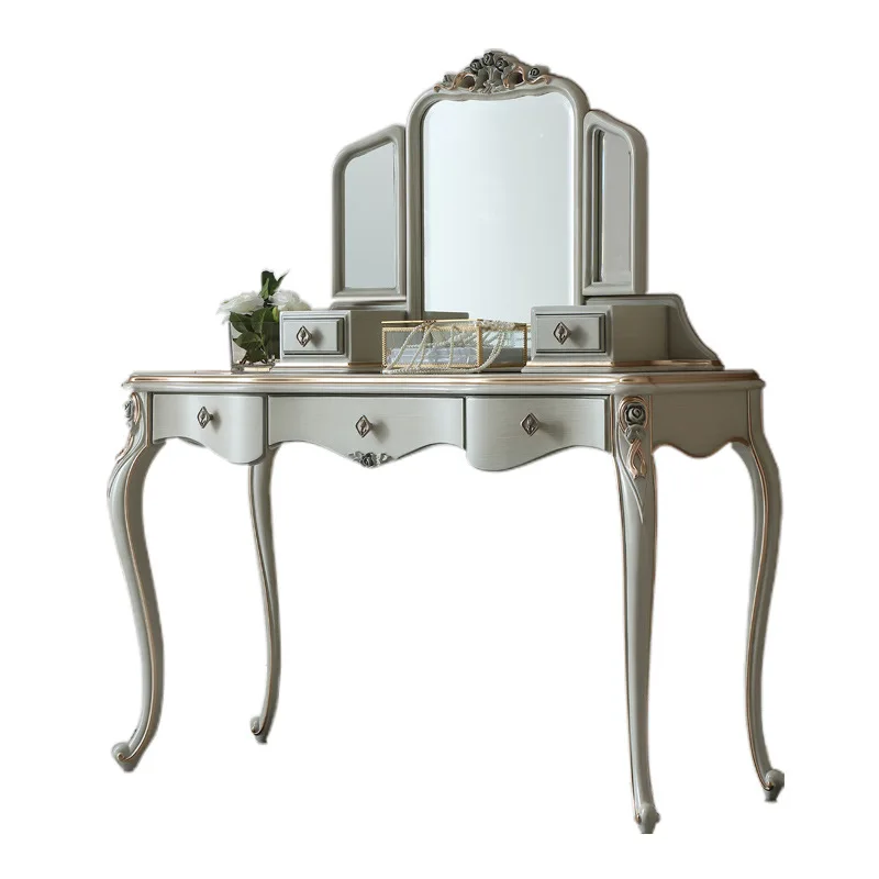 

French light luxury solid wood dresser bedroom European retro storage dressing table table and chairs