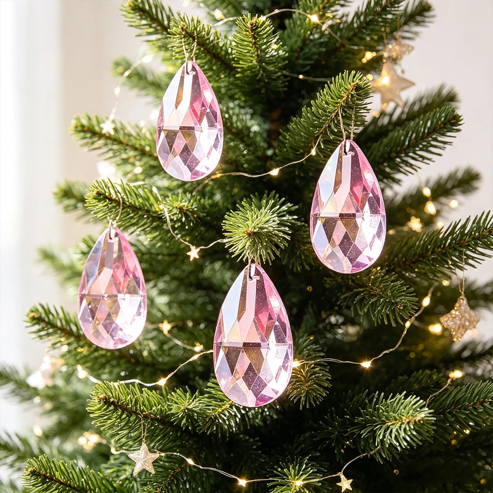 pink drop Crystal Suncatcher Prisms rainbow light reflection Chandelier Replacement Hanging Romantic Window Garden Wedding Decor