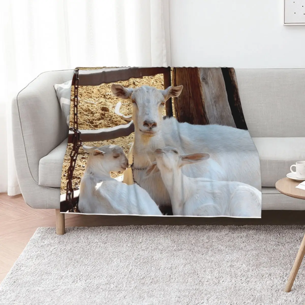

mamma and baby goats Throw Blanket Faux Fur Soft Warm Blanket for Bed