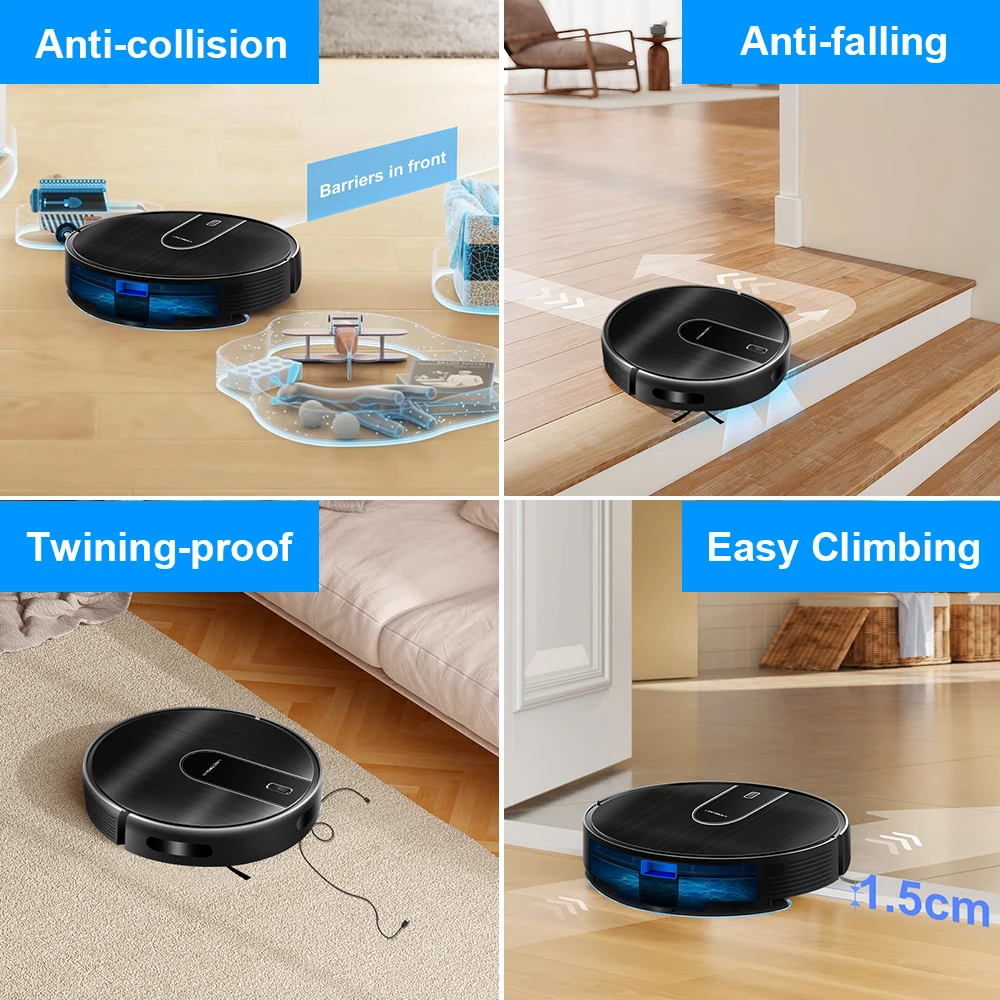 Robot Vacuum Cleaner & Wet Mop Combo LIECTROUX N7S-U,Smart Mapping,WiFi App,4KPa,Brushless Motor,Ideal for Pet Hair,Carpet,Floor