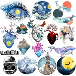 Van Gogh Thermal Heat Transfer For Clothes Outdoor Mountain Heart Applique Space Fashion Iron-on Transfers For Clothing Stickers