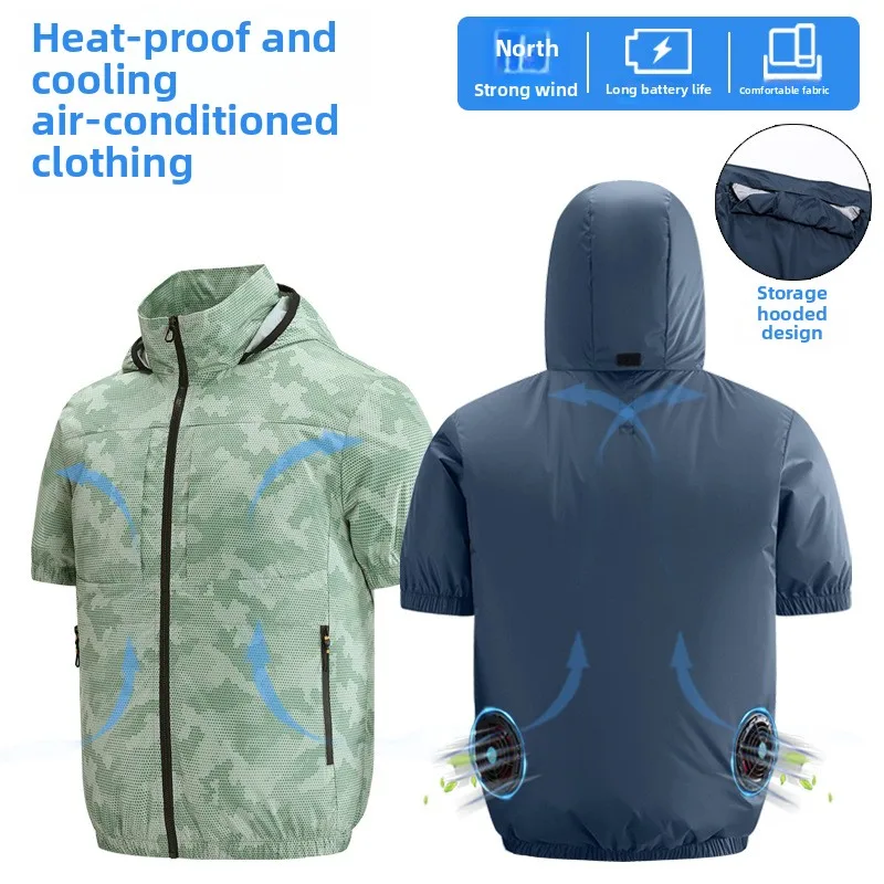 Men Summer Air Conditioning Clothing Fan Cooling Vest New USB Charging Cooling Sport Sleeveless Jacket Man Outdoor Camo Overalls