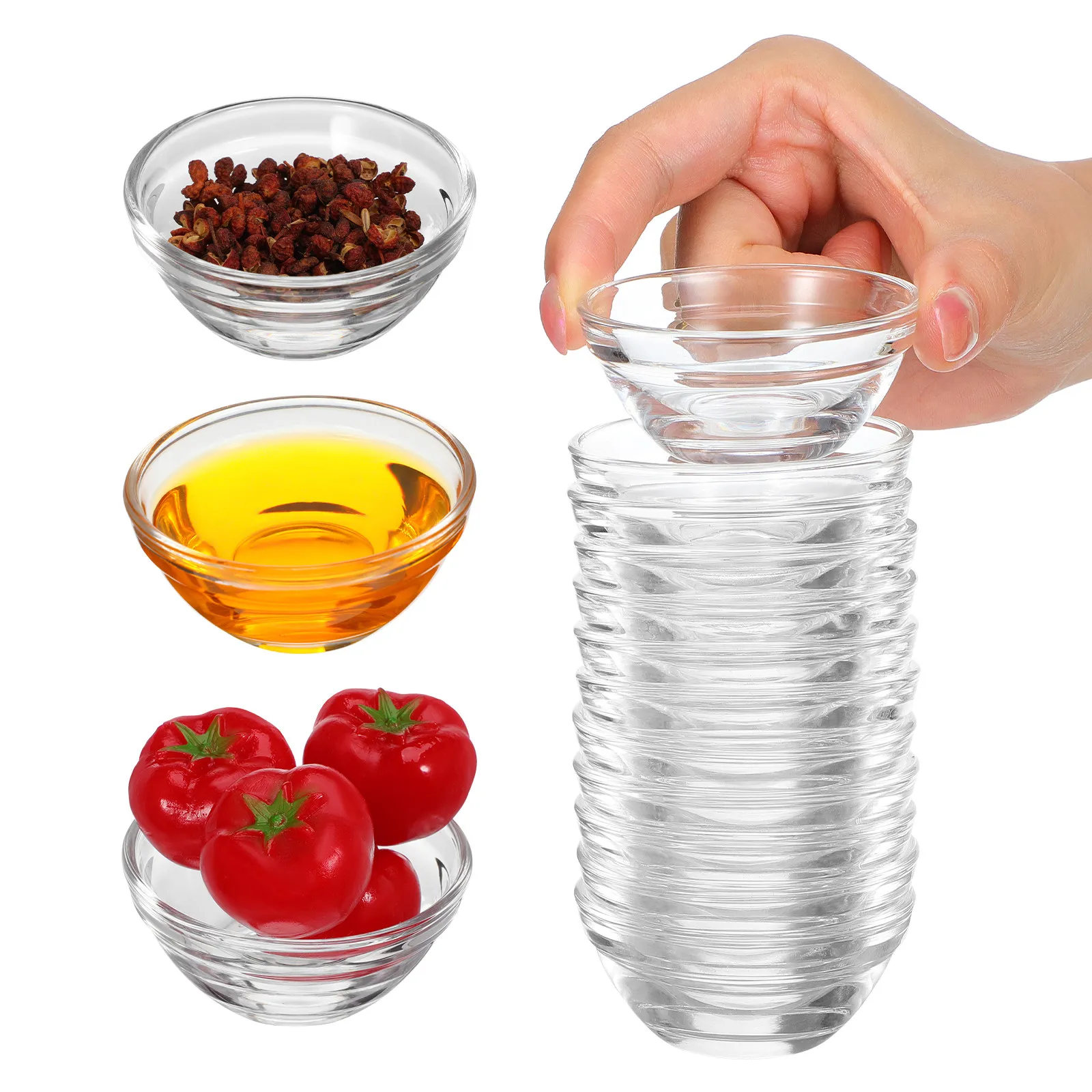 12pcs Transparent Glass Pudding Bowls Set – Smooth, Easy-Clean, Multi-Use for Jelly, Dessert, Rice, Snacks