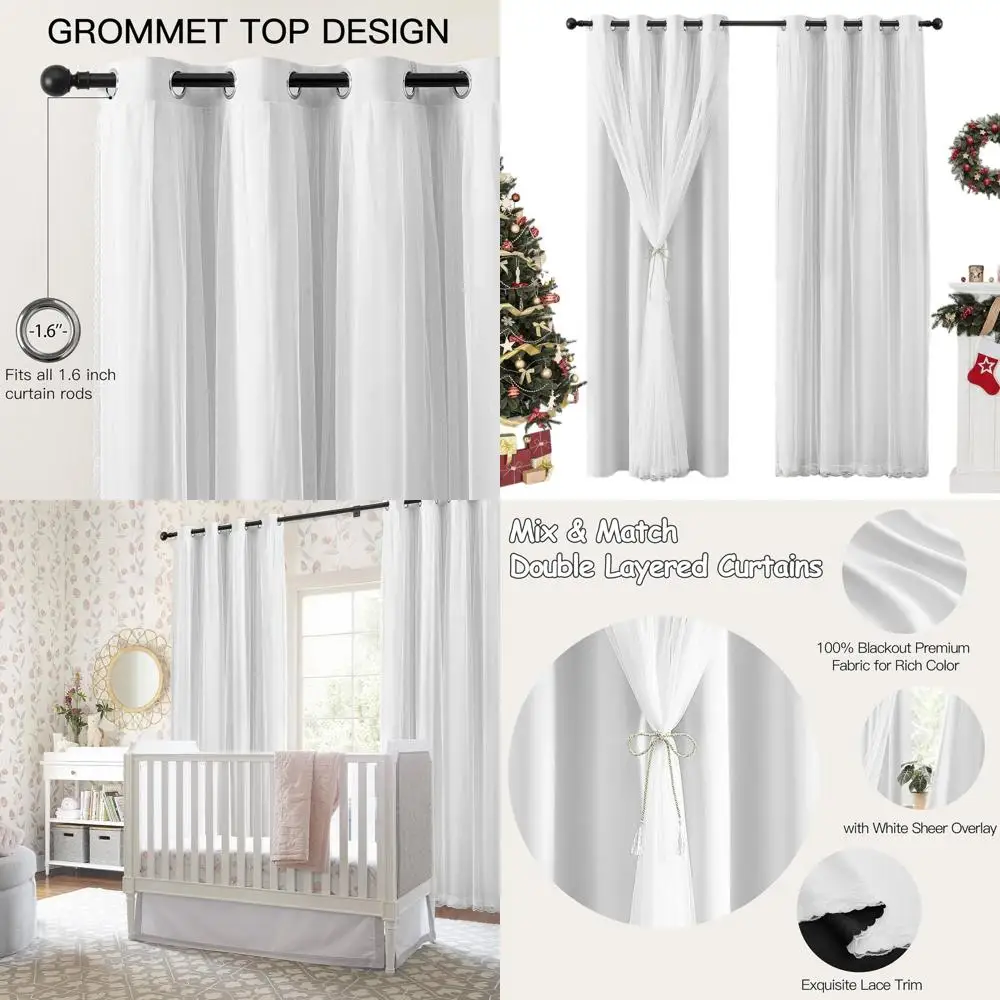 

Двухпанельные белые шторы с теплоизоляцией и прозрачной накладкой, 52x84, для спальни и гостиной