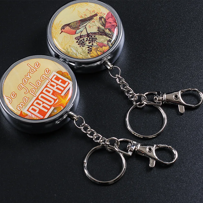 1Pc Round Shaped Portable Mini Cigarette Ashtray with Key Chain Metail Vehicle Cigarette Ashtray Ash Tray