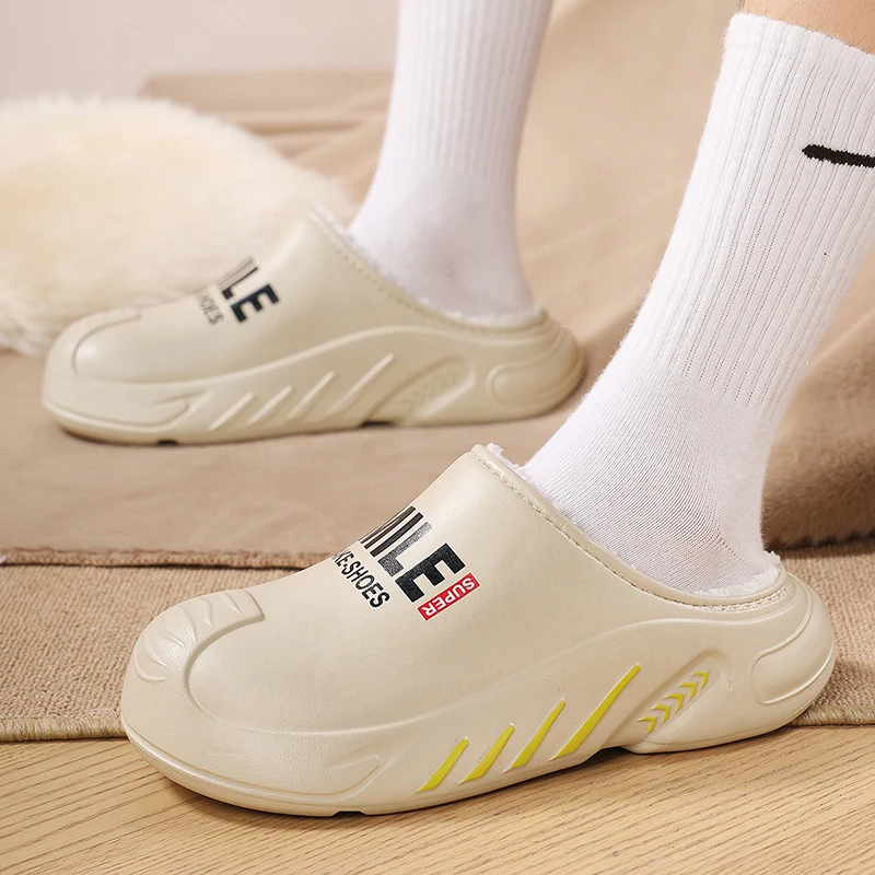 Nuevas zapatillas de algodón a la moda para hombre y mujer, zapatos cálidos de algodón para el hogar, calzado para jardín impermeable, zapatos concisos sin cordones para interiores