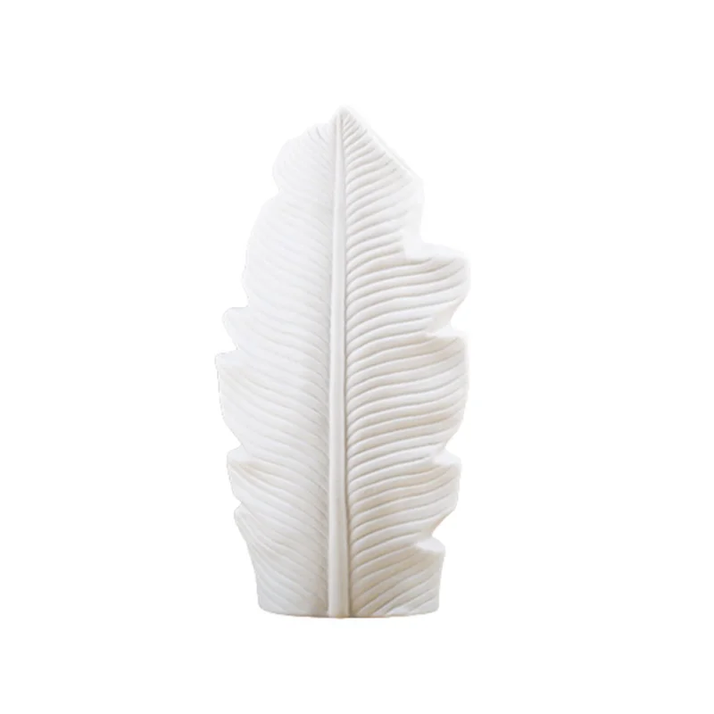 Y42A-1 PCS Feather Vase Leaf Shape Flower Pot Balcony Office Ornament White Bedroom Living Room Desktop Home Decoration
