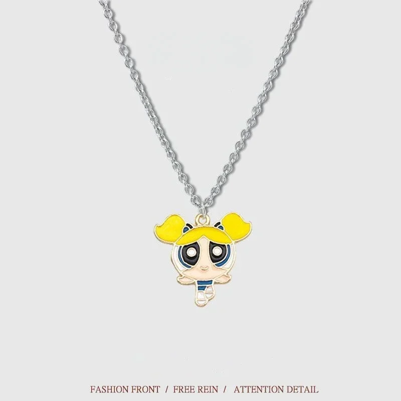 الرسوم المتحركة الفتيات Powerpuff الطرفية لطيف شخصية الرسوم المتحركة اليابانية والكورية قلادة قلادة هدية العيد #3