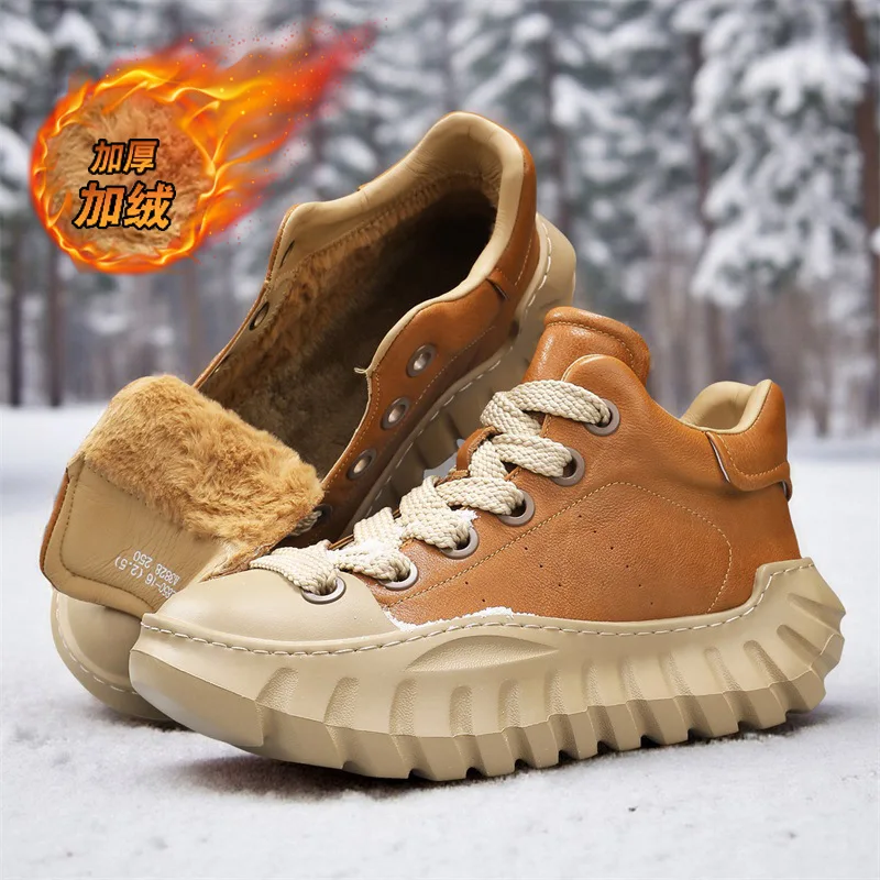 

Winter Casual Sports shoe Men Short Boots plush Keep warm Thick Bottom Sneakers woman Outdoor Fashionable cotton shoes Snow boot