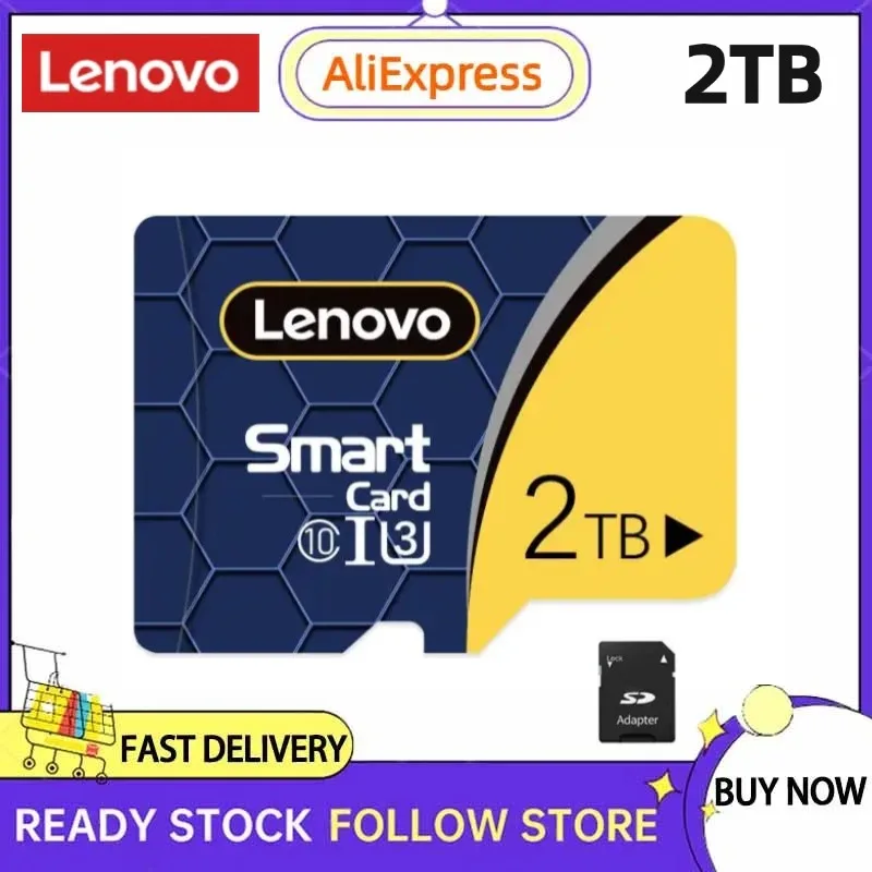 Lenovo 2TB 512GB 1TB Micro Tf SD Card High Speed SD Flash Memory Card A2 Waterproof Mini SD Card Camera Card For MP3/MP4 Player