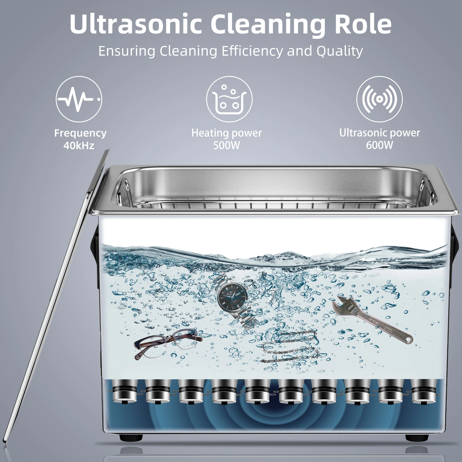 Limpador ultrassônico ACMESONIC 30L com aquecedor Degas Limpeza sônica para peças de joias de laboratório Bicicleta Moeda Dental