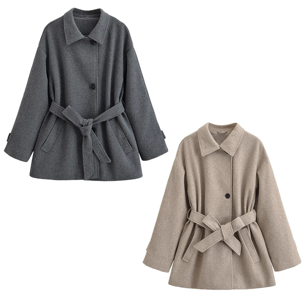 

Early autumn 2025 new women's clothing temperament commuting fashion double-breasted belted soft coat jacket