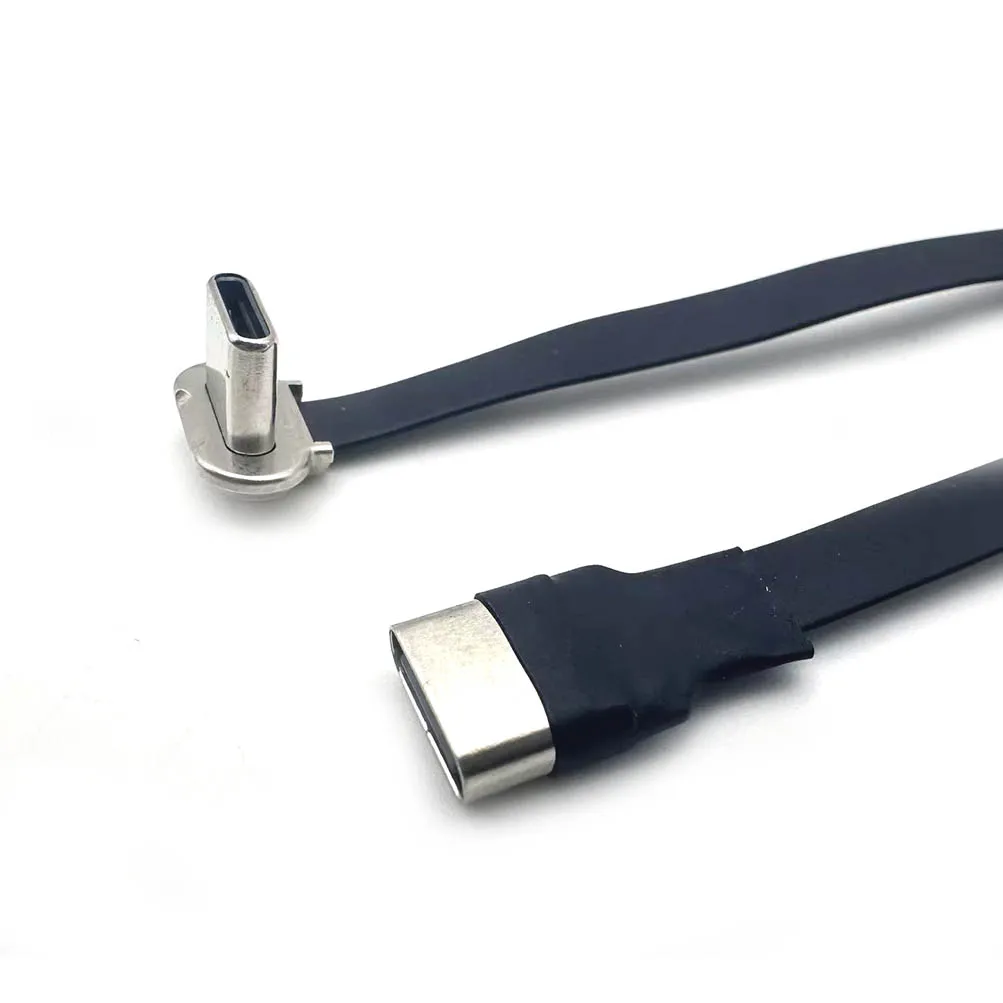 Type C to USB-C 90 Degree Angled adapter cable Power bank flexible cable cable charging cable USB C bend flat silicone cable