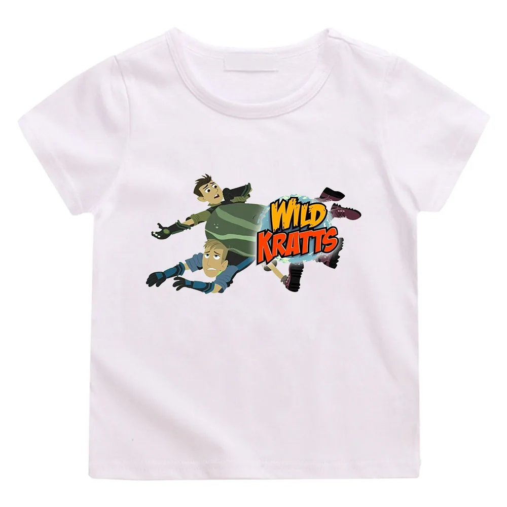 Wild Kratts Creature Cartoon T-shirt High Quality Anime Print 100%Cotton Casual Tees Boys Girls Round Neck Children Clothing