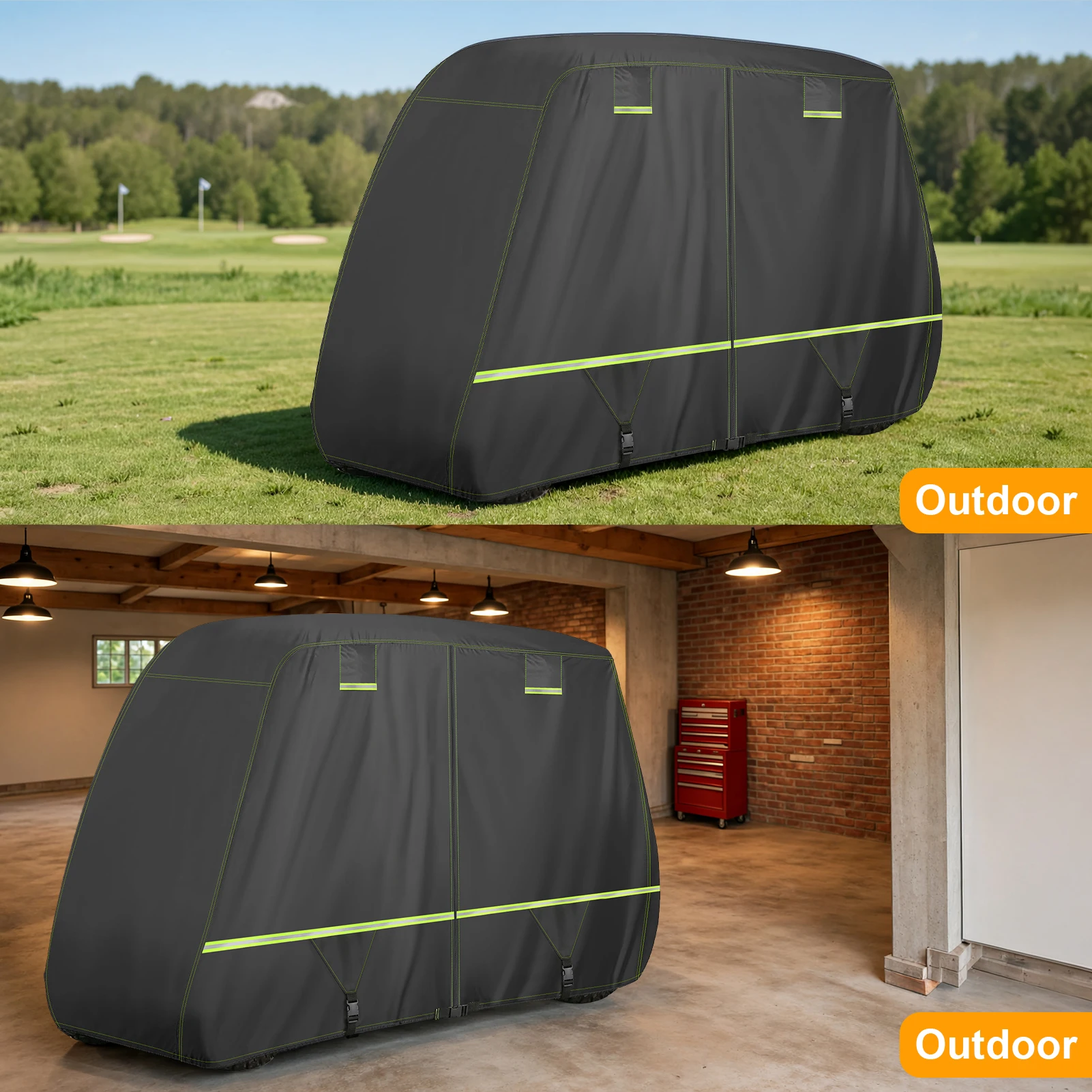 Waterproof Golf Cart Cover 2/4/4+2 Passenge 210D All-Weather Protective Outdoor Covers Dustproof Windproof Durable with Zipper