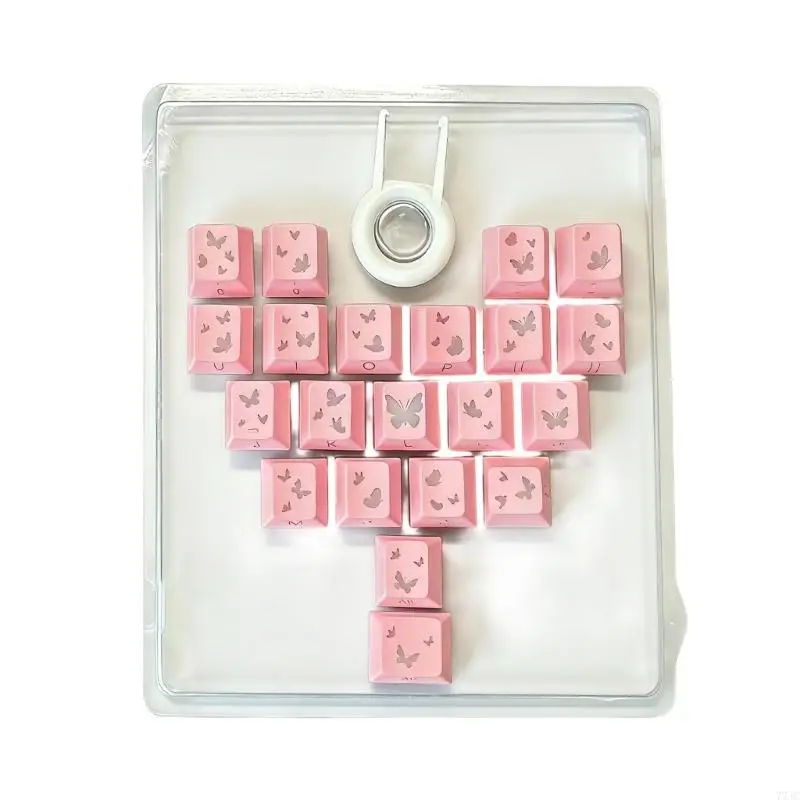 Butterfly Heart Keycaps Original Height PBT 21 Keys For Gaming And Office Mechanical Keyboards Comfort Typing 77JC